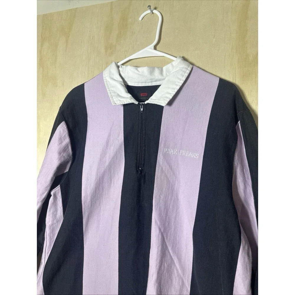 Levis Skate‎ Rugby Long Sleeve Polo Shirt Black Large unique